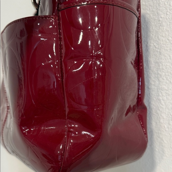 Coach Deep Red Patent Leather Shoulder Bag - Picture 5 of 10